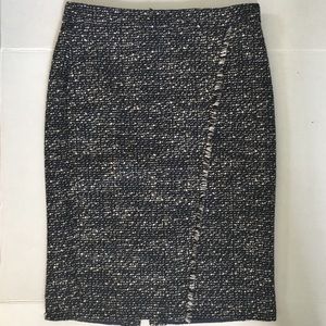 J Crew Tweed Pencil Skirt Black White Navy
